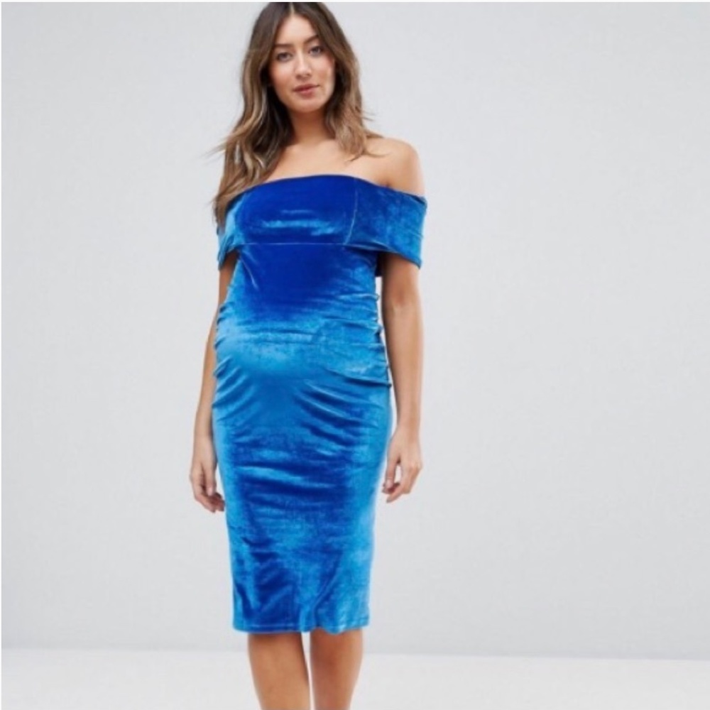 ASOS Bardot Off-the-Shoulder Maternity Dress